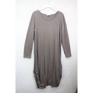 Chalet Et Ceci Brown Long Sleeve Bamboo Blend Midi Dress-Size Medium-Minimalist
